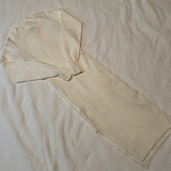 Snuggle Party Ivory Mock Neck Midi Sweater Dress - Picture 6 of 8